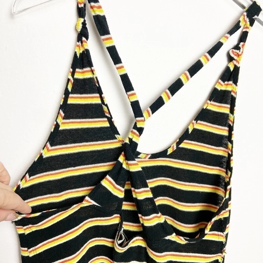 FREE PEOPLE | Black Striped Twist Back Tank Top